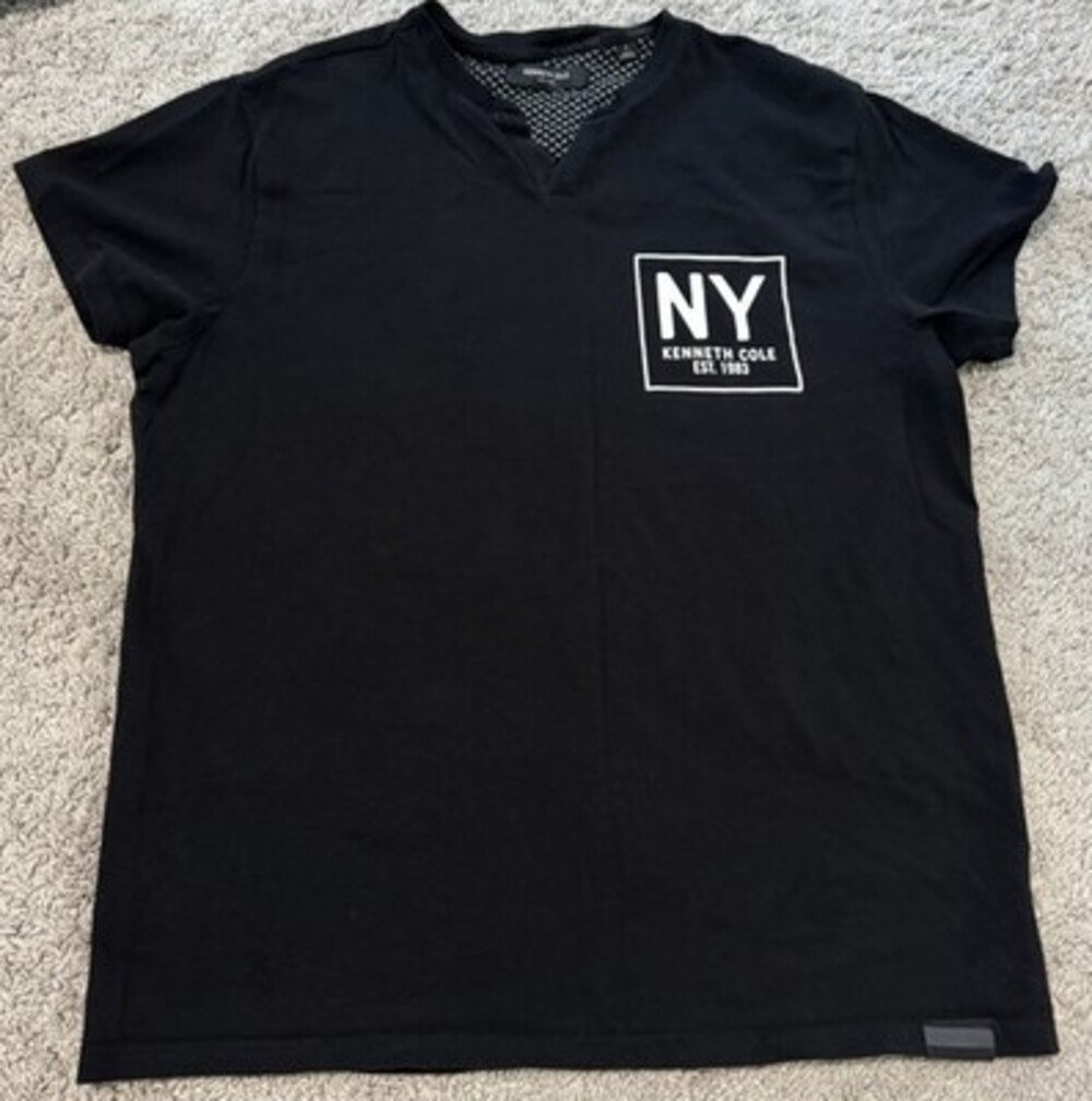 Kenneth Cole Black Graphic Print NY Crew Neck Short Sleeve T-Shirt Men's Size L
